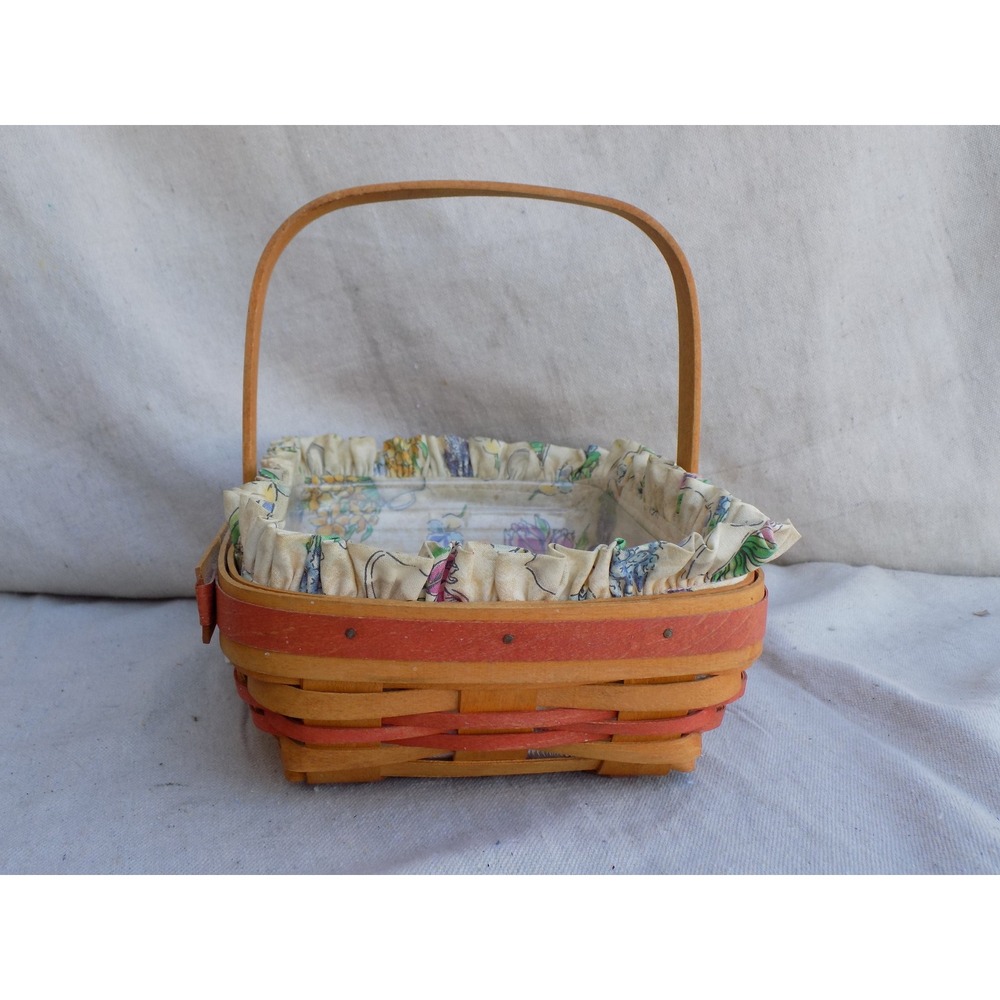 Mother's Day Early Blossoms Basket w/ Liner Protector & Charm Longaberger Basket - Picture 7 of 10
